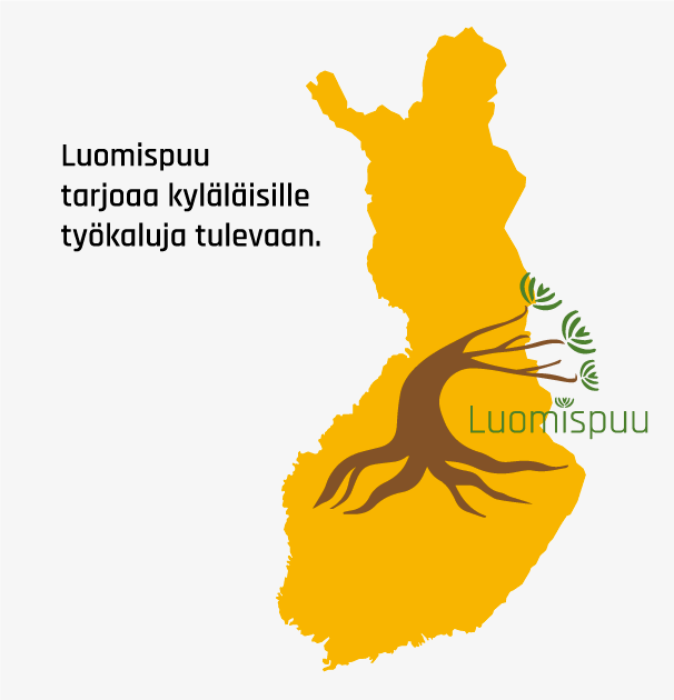 Luomispuu kartta ja slogan